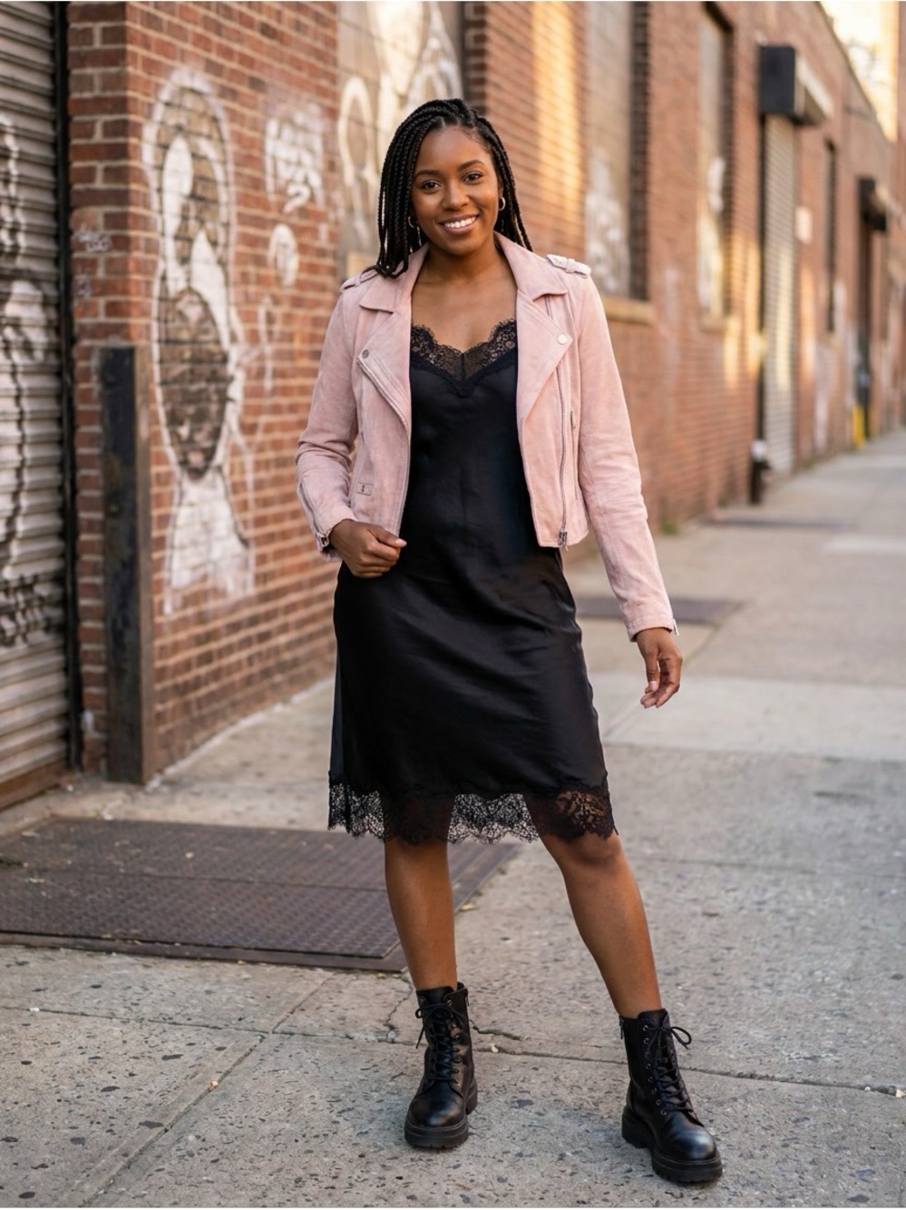 SL8 Genuine Suede Moto Jacket Blush Pink Biker